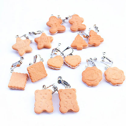 Cream Sandwich Biscuits Creative Bear Gingerbread Man Earrings