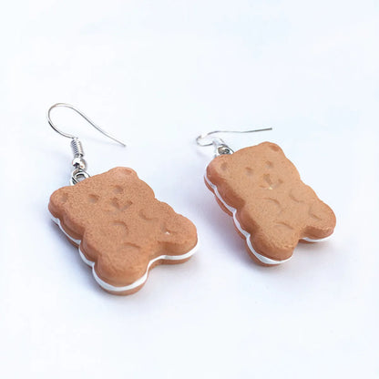 Cream Sandwich Biscuits Creative Bear Gingerbread Man Earrings