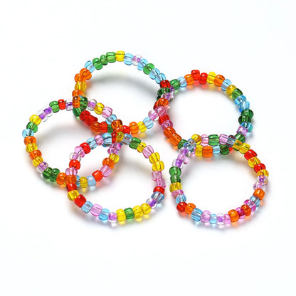 Creative Candy Color Rice Bead Ring Ring Beaded Colorful Rice Bead Ring Glass Rice Bead Ring