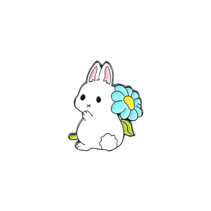 Creative Cartoon Cute Little White Rabbit Alloy Brooch