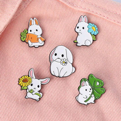 Creative Cartoon Cute Little White Rabbit Alloy Brooch