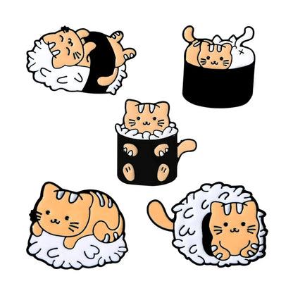 Creative Cartoon Cute Sushi Cat Alloy Brooch