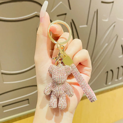 Creative Cartoon Diamond-Encrusted Bear Keychain Diamond Bear Pendant