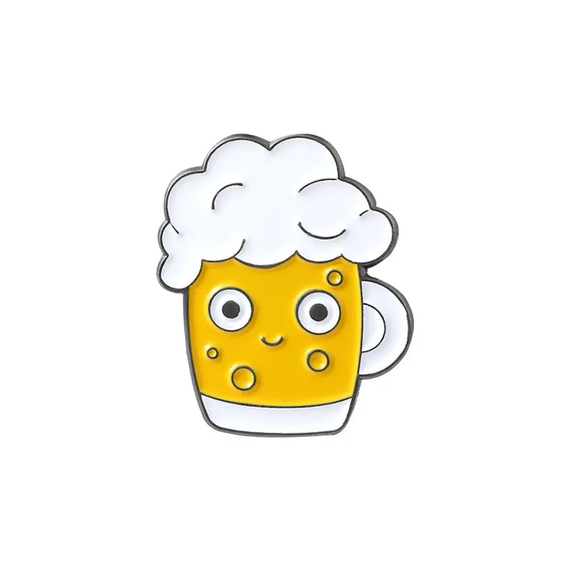 Creative Cartoon Milk Cup Coffee Cup Cow Pizza Cake Beer Shape Alloy Drip Oil Brooch