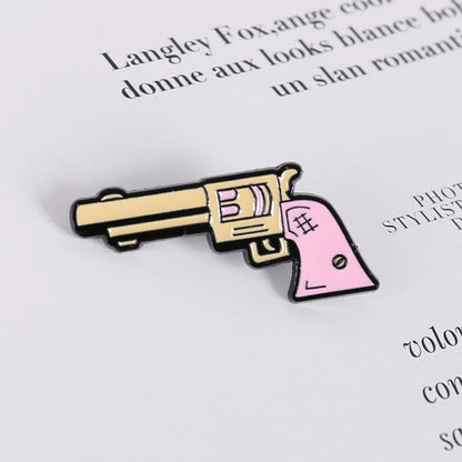 Creative Cartoon Pink Pistol Brooch Girl Cute Japanese Cute Metal Gun Badge