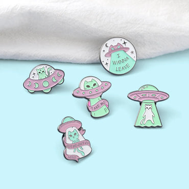 Creative Cartoon Spaceship Series Alloy Brooch