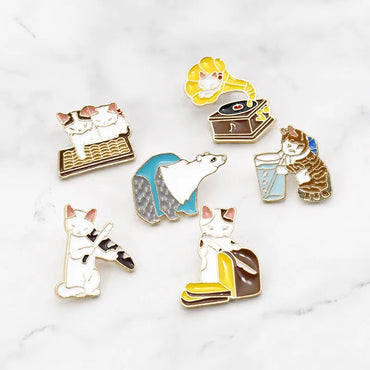 Creative Cat Cute Animal Drip Brooch Set