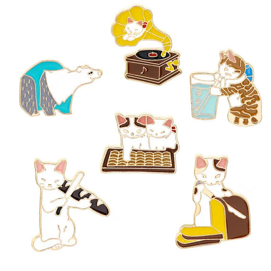 Creative Cat Cute Animal Drip Brooch Set