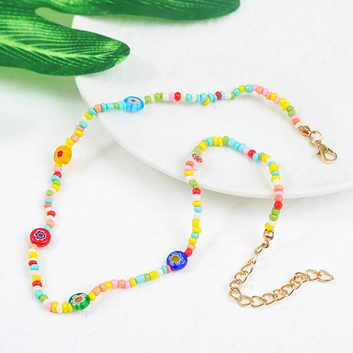 Creative Contrast Color Colorful Flower Glass Miyuki Beads Necklace Wholesale