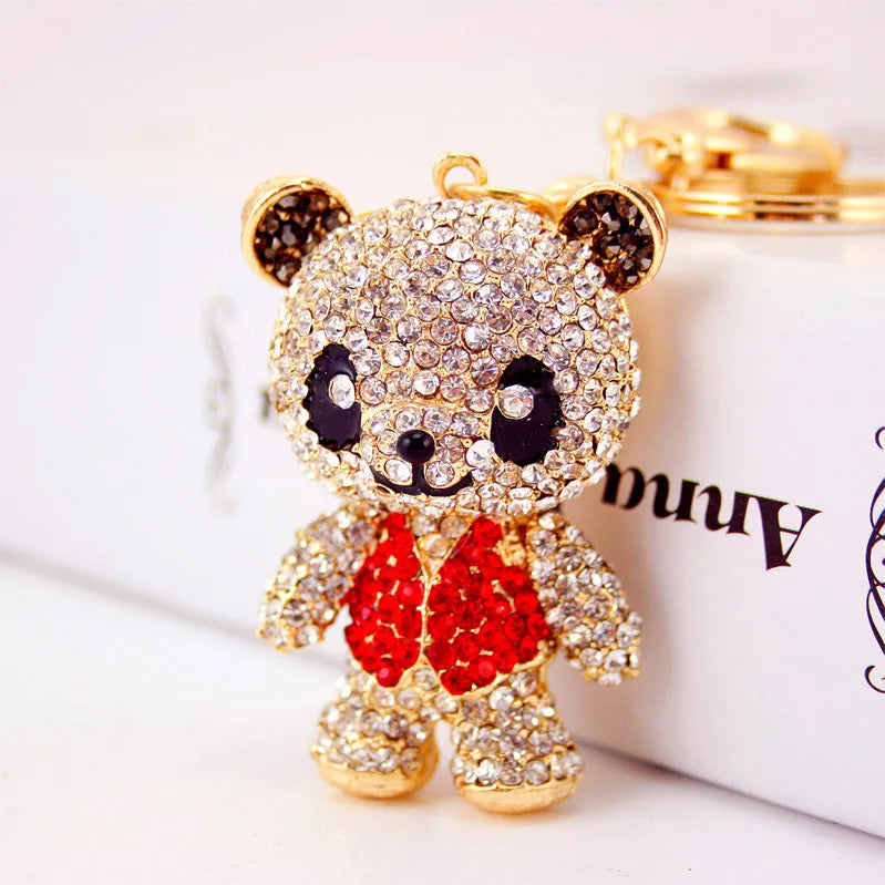 Creative Cute Cartoon Diamond-Studded Red Panda  Keychain