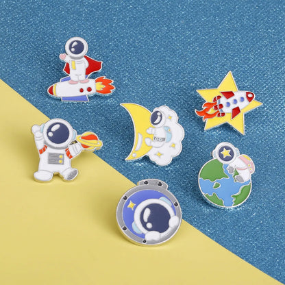 Creative Cute Cartoon Series Astronaut Alloy Brooch Badge