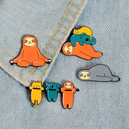 Creative Cute Cartoon Sloth Oil Dripping Alloy Brooch