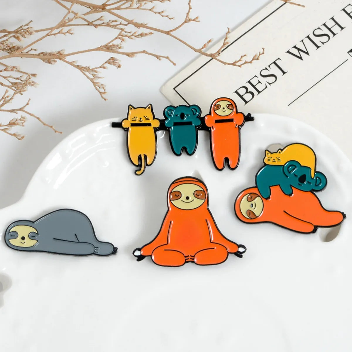 Creative Cute Cartoon Sloth Oil Dripping Alloy Brooch