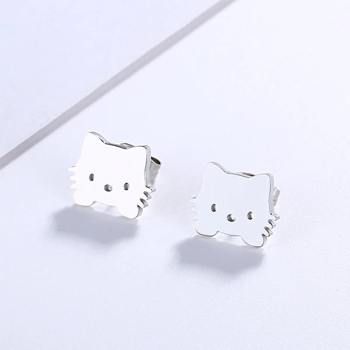 Creative Cute Cat Stainless Steel Stud Earrings Wholesale Gooddiy