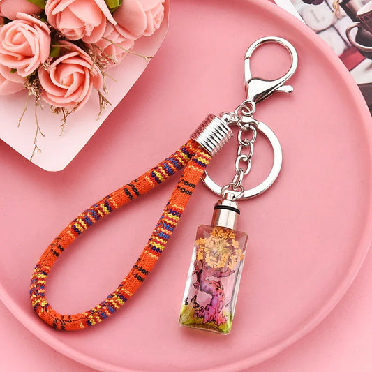 Creative Dried Flower Plant Cotton Rope Keychain Wholesale Nihaojewelry