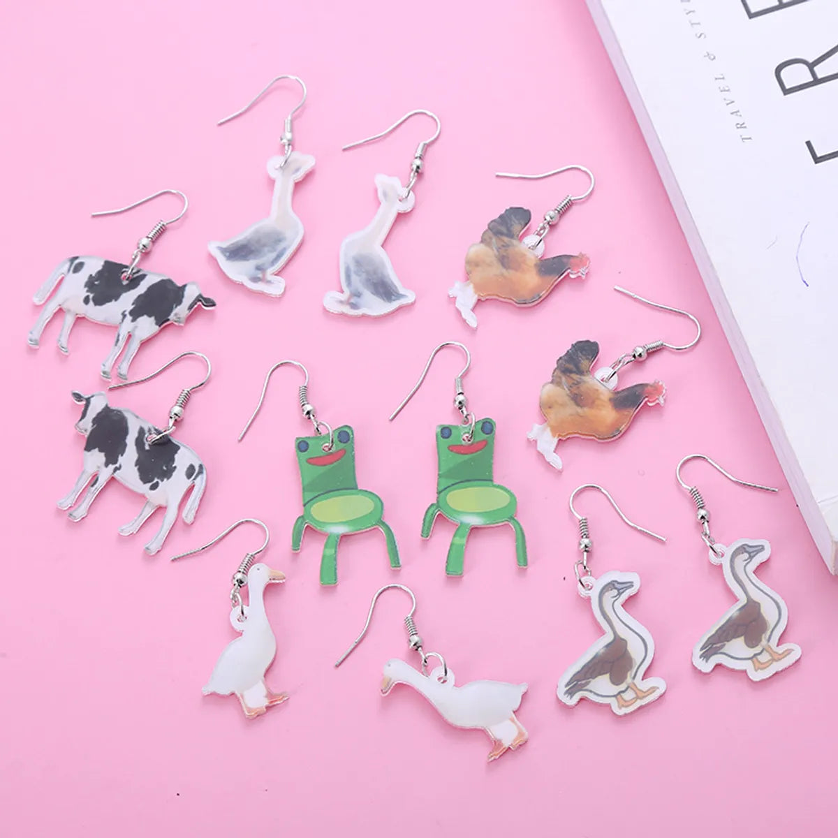 Creative Earrings Simulation Animal Acrylic Printing Frog Earrings