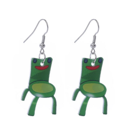 Creative Earrings Simulation Animal Acrylic Printing Frog Earrings