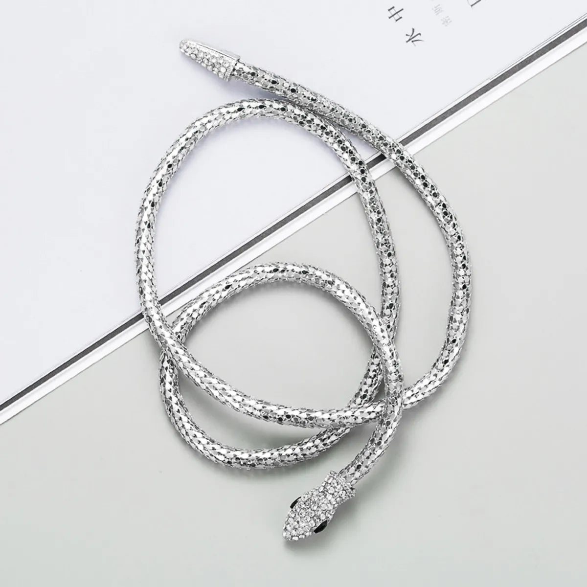 Creative Exaggerated Snake-Shaped Hollow Alloy Inlaid Rhinestone Necklace