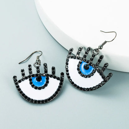 Creative Fashion Alloy Drop Oil Diamond Eyes Earrings