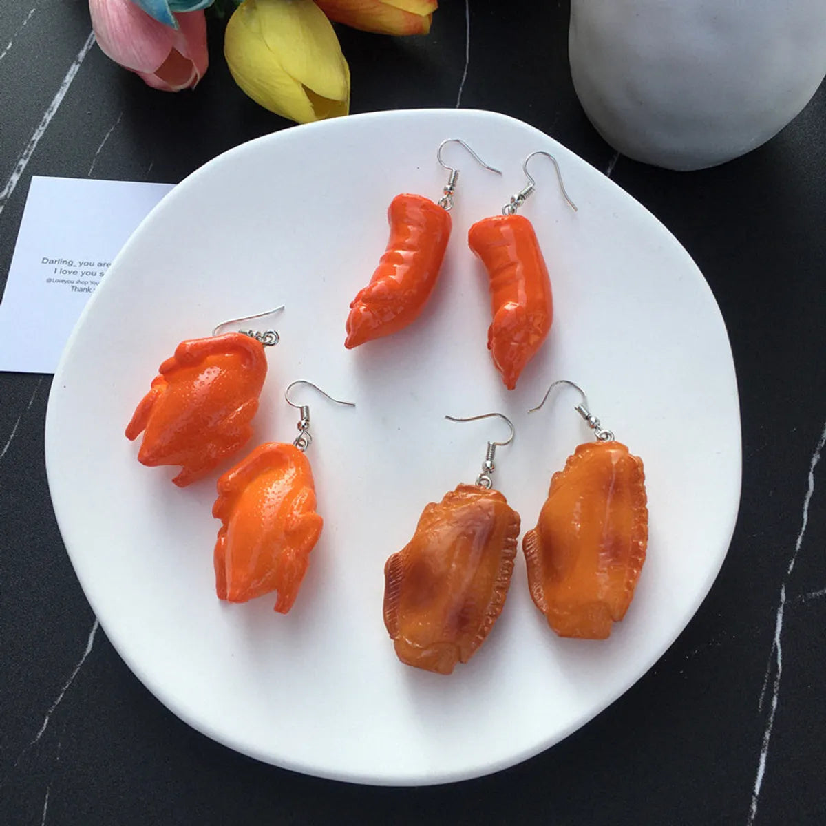 Creative Fashion Simulation Stewed Spare Ribs Chicken Wings Resin Drop Earrings