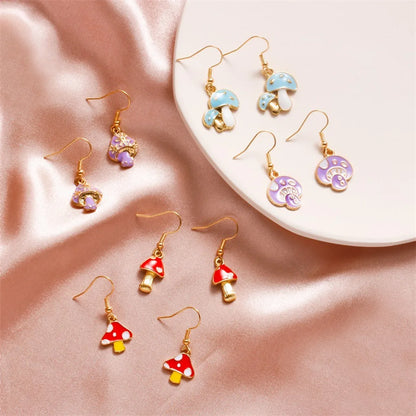 Europe And America Creative Fun Mushroom Earrings For Women Ins Style Cute Colorful Oil Necklace Small Mushroom Earrings Earrings Popular Sale