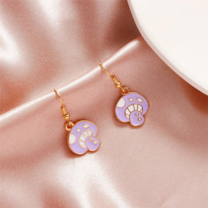 Europe And America Creative Fun Mushroom Earrings For Women Ins Style Cute Colorful Oil Necklace Small Mushroom Earrings Earrings Popular Sale