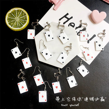 Creative Funny Playing Card Cute Earrings Wholesale