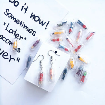 Creative Hand-Made Fun Capsule Cartoon Translucent Ear Clips Earrings