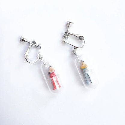 Creative Hand-Made Fun Capsule Cartoon Translucent Ear Clips Earrings