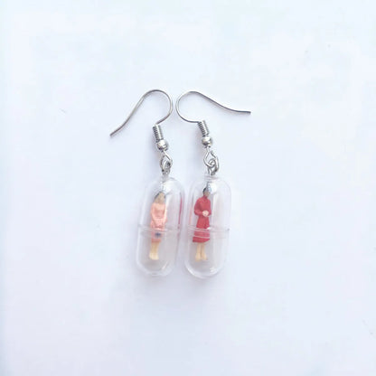 Creative Hand-Made Fun Capsule Cartoon Translucent Ear Clips Earrings