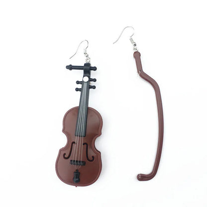 Creative Hand-Made Violin Retro Musical Instrument Earring Contrast Color