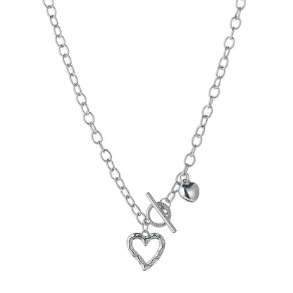 Creative Hollow Heart Pendant Necklace Female Trendy Ot Buckle Collarbone Chain