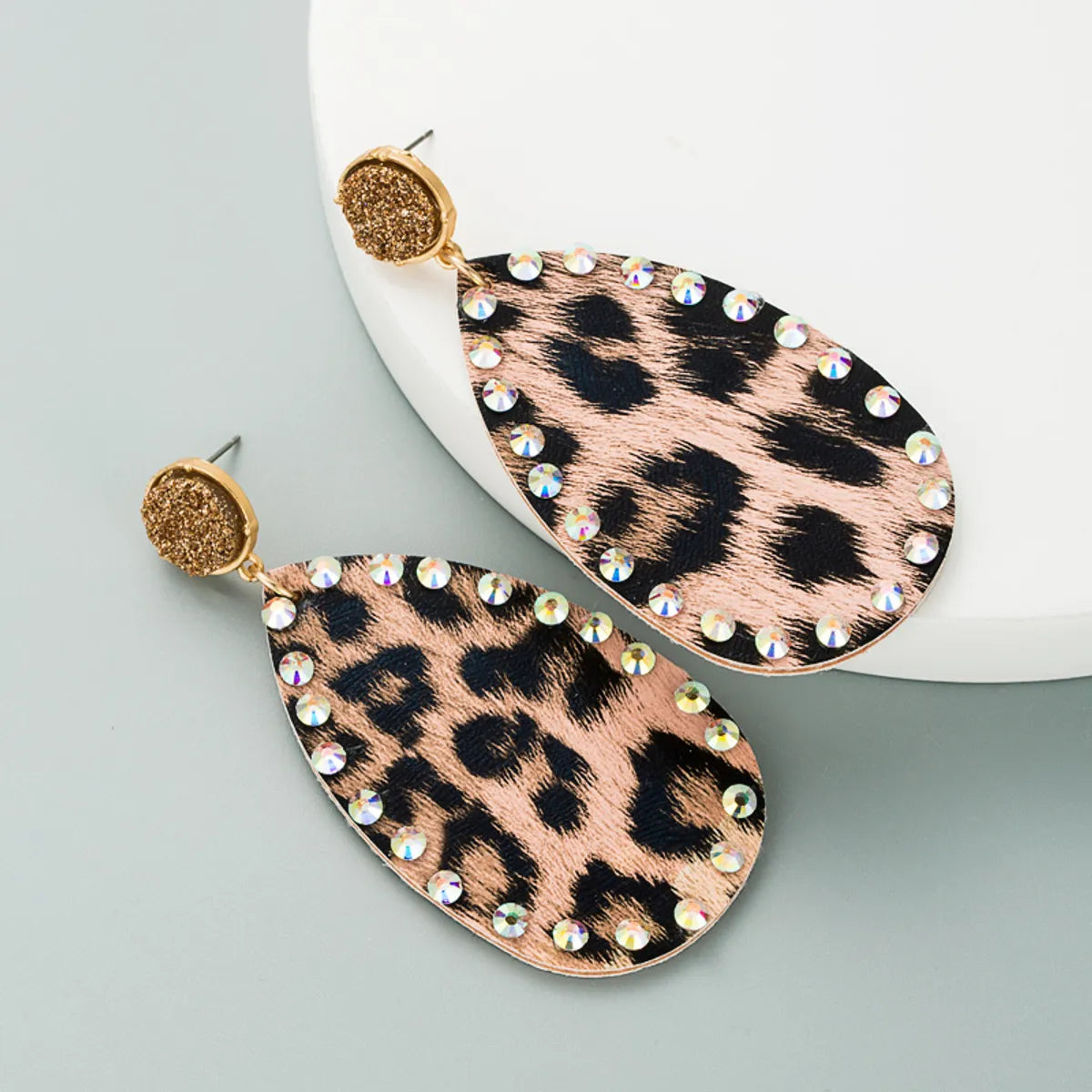 Creative Leather Double-Sided Leopard Print Earrings