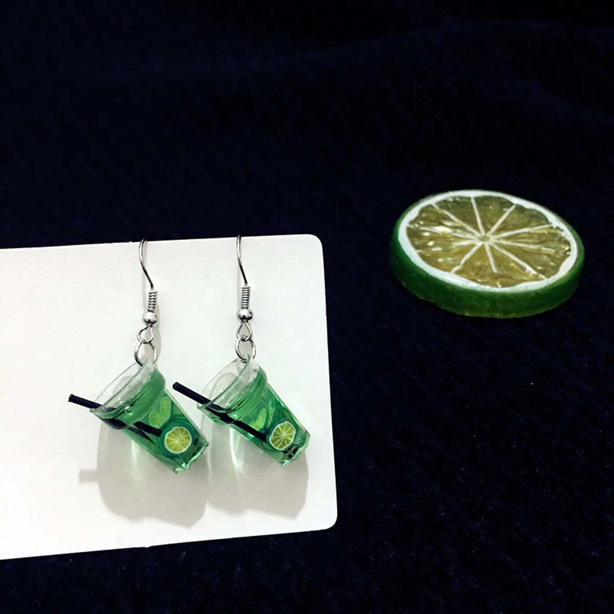 Creative Lemon Cup Fun Fruit Drink Cartoon Funny Earrings Wholesale