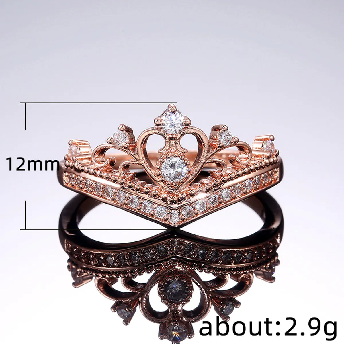 Creative Micro-encrusted Zircon Ladies Crown Copper Ring Classic Fashion Hand Jewelry