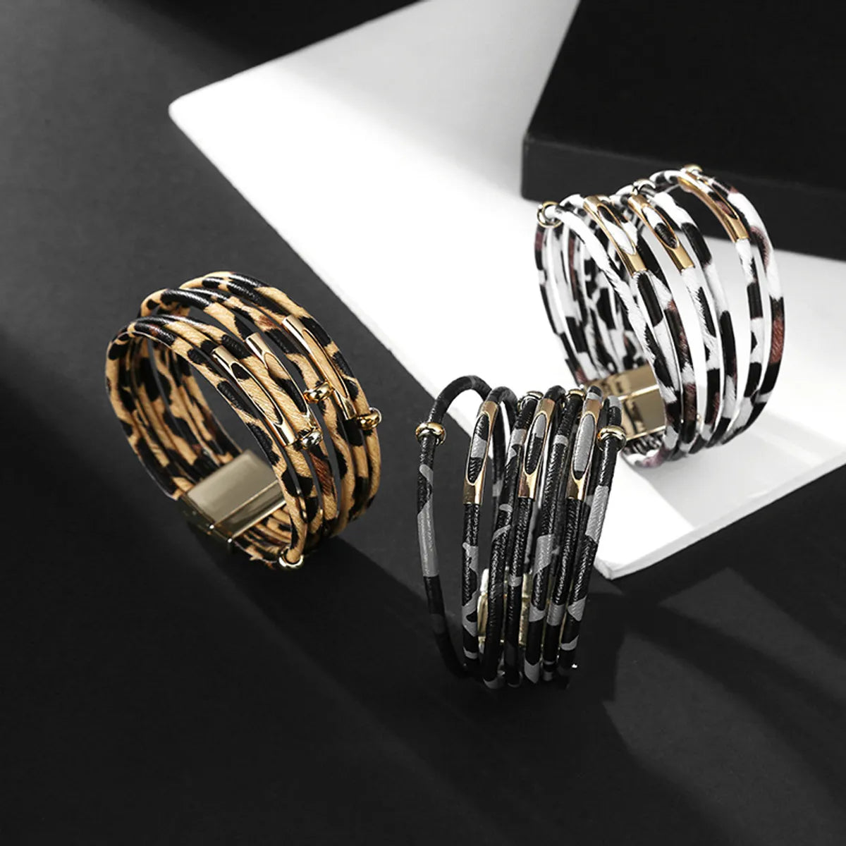 Creative Multi-circle Leopard Print Multi-layer Bracelet