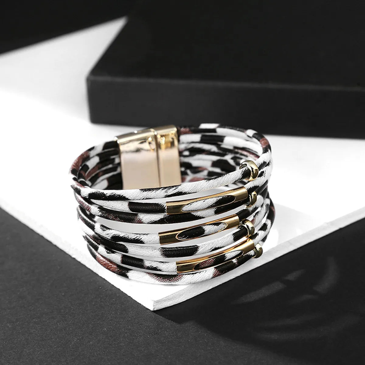 Creative Multi-circle Leopard Print Multi-layer Bracelet