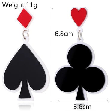 Creative New Acrylic Earrings Poker Black Peach Heart Plum Long Earrings Fashion Lucky Earrings Female