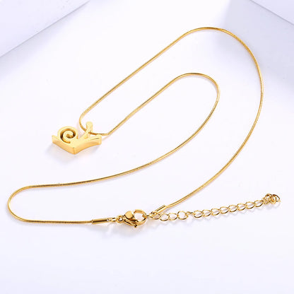 Creative New Titanium Steel Golden Snail Earrings Necklace Set Wholesale Gooddiy