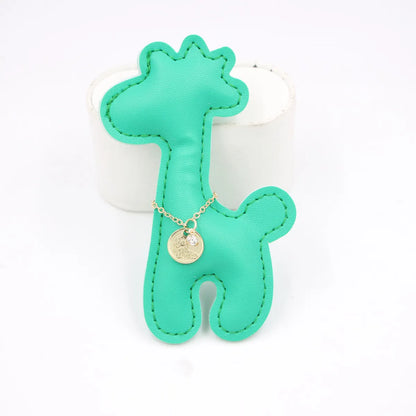 Creative Pu Giraffe Leather Keychain Car Pendant Cartoon Animal Deer Schoolbag Pendant Wholesale