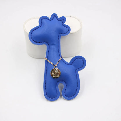 Creative Pu Giraffe Leather Keychain Car Pendant Cartoon Animal Deer Schoolbag Pendant Wholesale