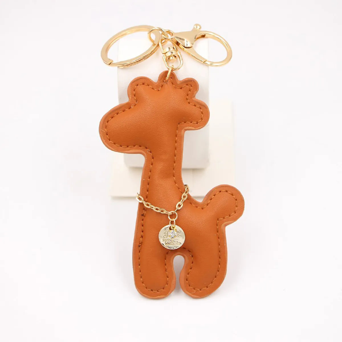 Creative Pu Giraffe Leather Keychain Car Pendant Cartoon Animal Deer Schoolbag Pendant Wholesale