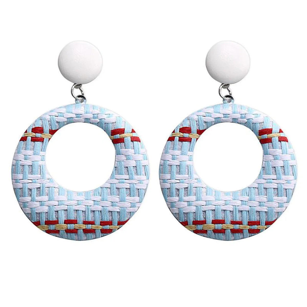 Creative Retro Simple Color Woven Round Earrings Nhpj122583