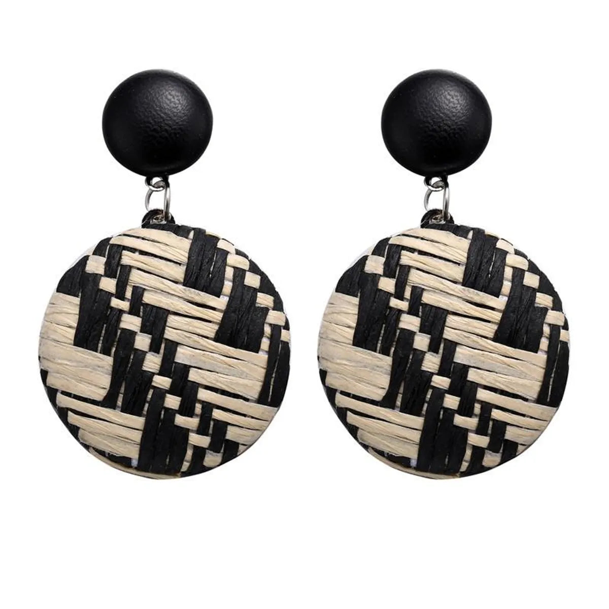 Creative Retro Simple Color Woven Round Earrings Nhpj122583