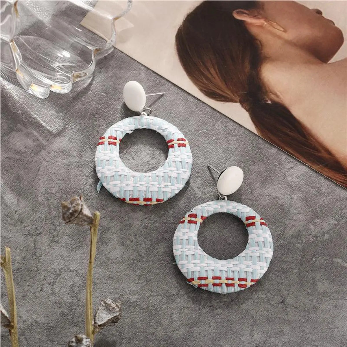 Creative Retro Simple Color Woven Round Earrings Nhpj122583