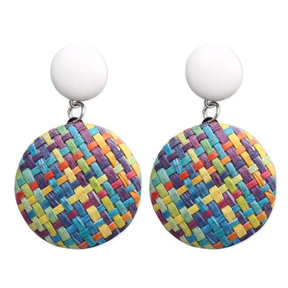 Creative Retro Simple Color Woven Round Earrings Nhpj122583