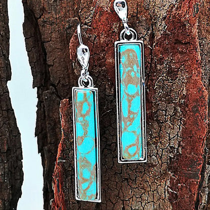 Creative Retro Turquoise Long Pendant Earrings