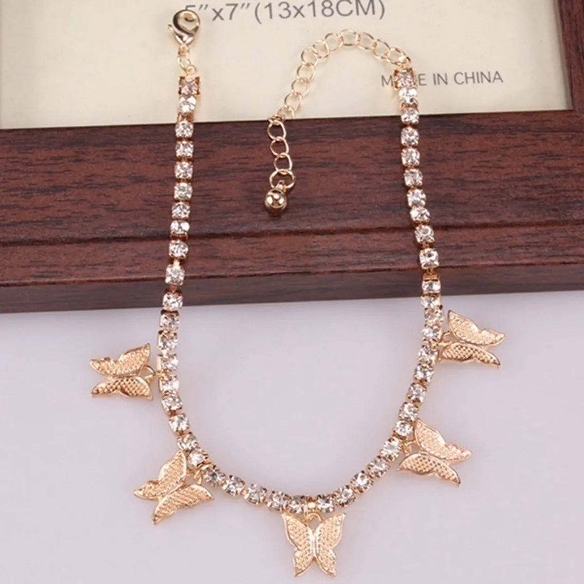 Creative Rhinestone Small Butterfly Anklet  Tassel Foot Decoration Wholesale