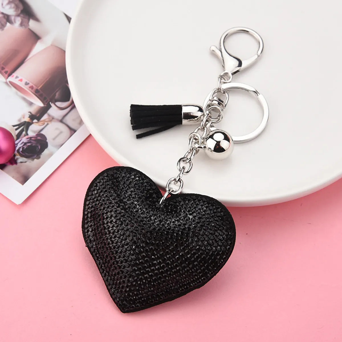 Creative Sequins Heart Pendant Tassel Key Chain Wholesale Nihaojewelry