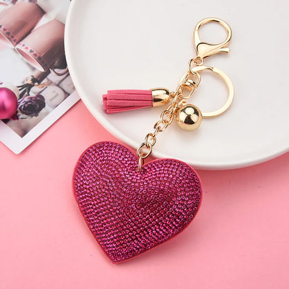 Creative Sequins Heart Pendant Tassel Key Chain Wholesale Nihaojewelry